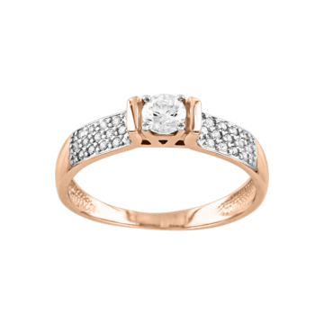Lady´s ring in red gold of 585 assay value with zirconia and Swarovski crystals 
