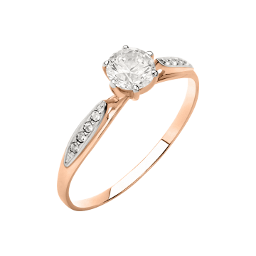 Lady´s ring in red gold of 585 assay value with zirconia swarovski 