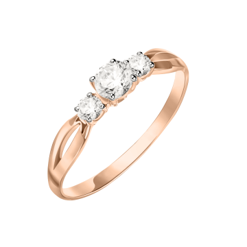 Lady´s ring in red gold of 585 assay value with zirconia swarovski 