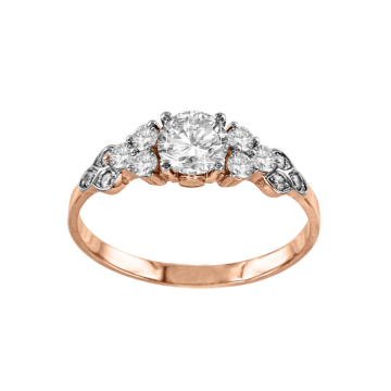 Damen-ring aus Rotgold 585° mit Swarovski Kristall, Zirkonia 