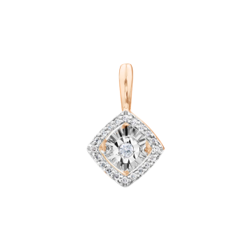 Pendant in red gold of 585 assay value with diamonds 