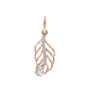 Pendant in red gold of 585 assay value with zirconia 
