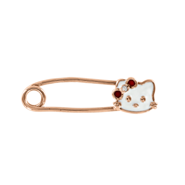 Brooch in red gold of 585 assay value with zirconia 