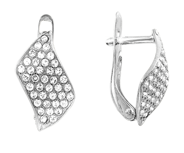 Earrings in white gold of 585 assay value with zirconia 