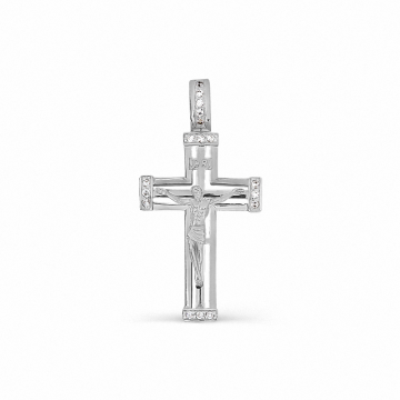 Pendant in white gold of 585 assay value with zirconia 