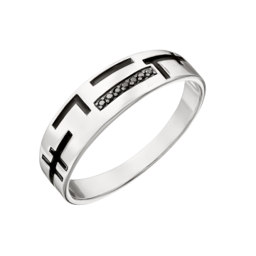 Damen-ring aus 925er Sterling Silber mit Brillant und Emaille 