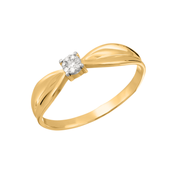 Lady´s ring in white ceramics and yellow gold of 585 assay value with diamonds 