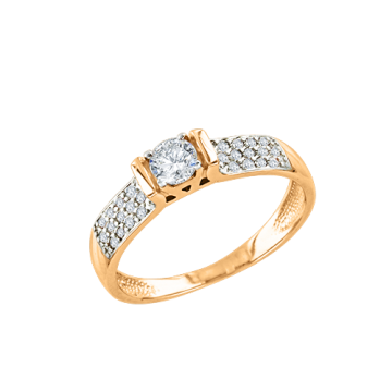 Lady´s ring in yellow and white gold of 585 assay value with Swarovski crystals and zirconia 