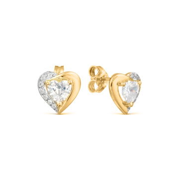 Earrings for in yellow gold of 585 assay value (14ct) with zirconia 