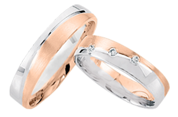 Wedding ring in red and white gold of 585 assay value 