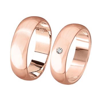 Wedding ring in red gold of 585 assay value without diamonds