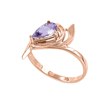 Lady´s ring in red gold of 585 assay value with amethyst 