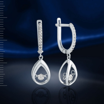 Earrings in white gold of 585 assay value with Dancing Diamonds 