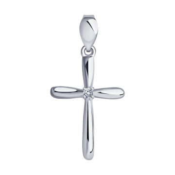 Weißgold 585° Anhänger - Kreuz mit Zirkonia 