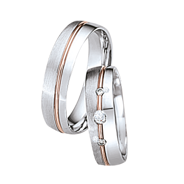 Trauring aus Rot/ Weißgold 585° mit Brillanten 