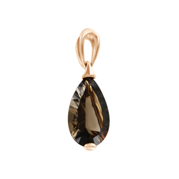 Pendant in red gold of 585 assay value with smoke topaz 