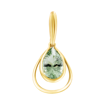 Pendants in yellow gold of 585 assay value with green amethyst 