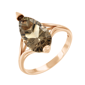 Lady´s ring in red gold of 585 assay value with smoky quartz 