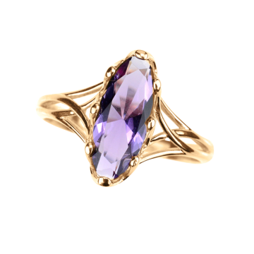 Lady´s ring in red gold of 585 assay value with amethyst 