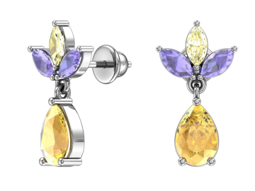 Серебряные серьги 925 пробы, вставка фианиты 