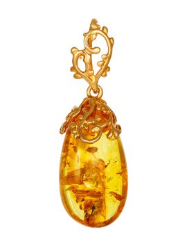 Gold-plated silver pendant with amber 