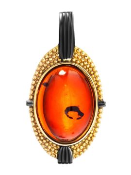Gold-plated silver pendant with amber 
