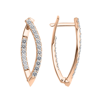 Earrings in red gold with cubic zirconia 
