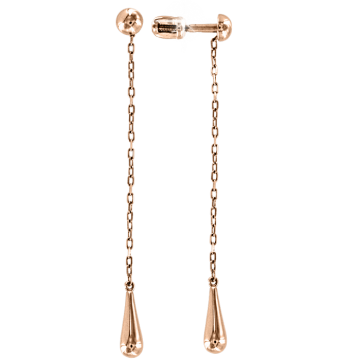 Earrings in red gold of 585 assay value 