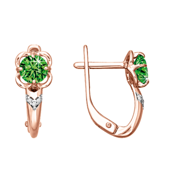 Earrings in red gold with cubic zirconia 