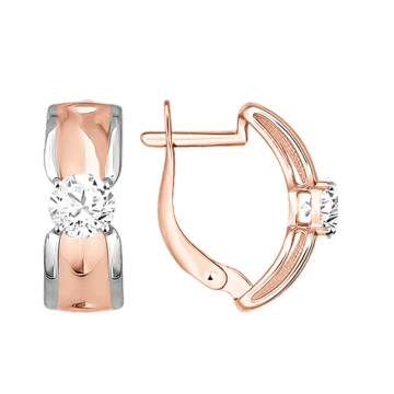 Earrings in red gold with cubic zirconia 