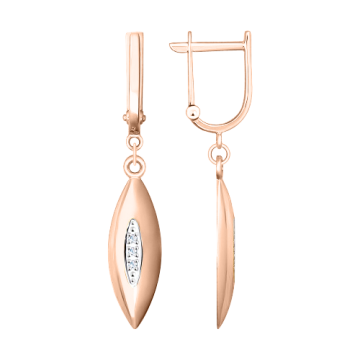 Earrings in red gold with cubic zirconia 