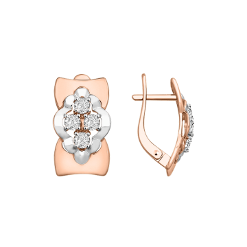 Earrings in red gold with cubic zirconia 
