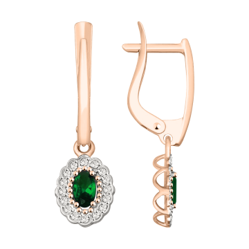 Серьги из красного золота 585 пробы с фианитами 