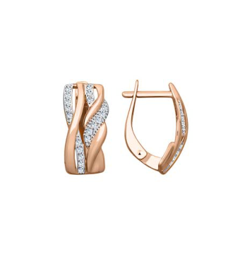 Earrings in red gold with cubic zirconia 