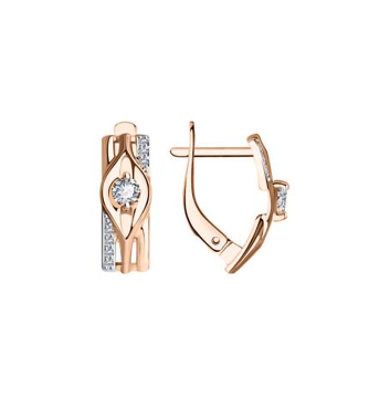 Earrings in red gold with cubic zirconia 