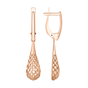 Earrings in red gold of 585 assay value 