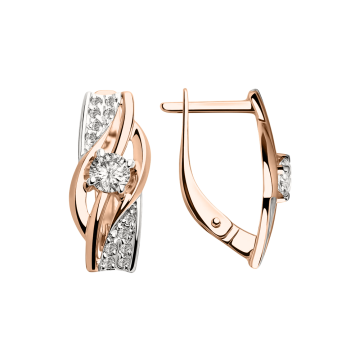 Earrings in red gold with cubic zirconia 