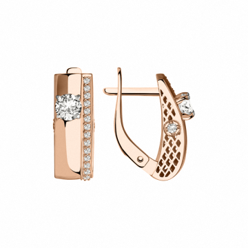 Earrings in red gold with cubic zirconia 