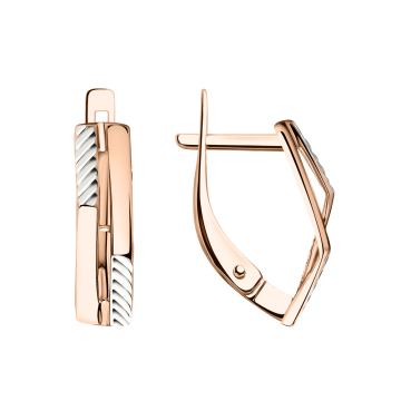 Earrings in red and white gold of 585 assay value 