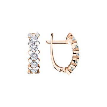 Earrings in red gold with cubic zirconia 