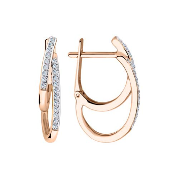 Earrings in red gold with cubic zirconia 
