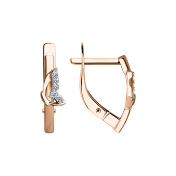 Earrings in red gold with cubic zirconia 