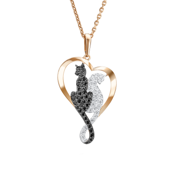Pendant in red gold of 585 assay value with zirconia 