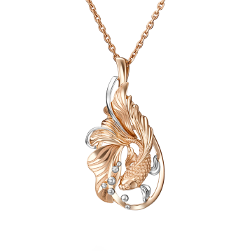 Pendant in red gold of 585 assay value with zirconia 