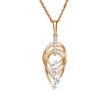 Pendants in red gold of 585 assay value with zirconia 