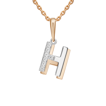 Pendant in red gold of 585 assay value with zirconia 