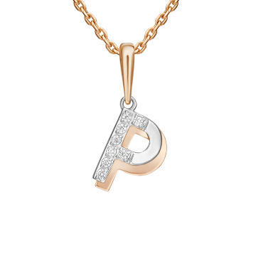 Pendants in red gold of 585 assay value with zirconia 