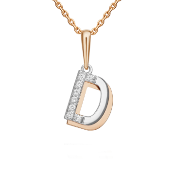 Pendants in red gold of 585 assay value with zirconia 