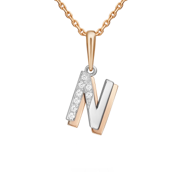 Pendants in red gold of 585 assay value with zirconia 