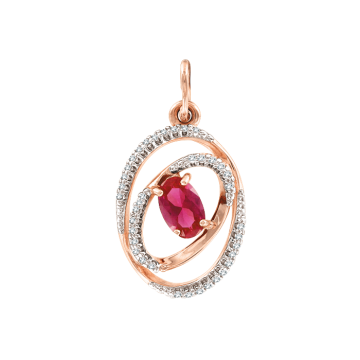 Pendant in red gold of 585 assay value with zirconia 